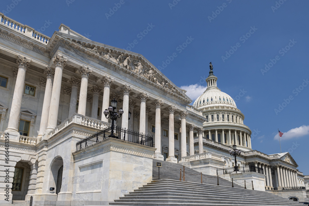 South side and Dome of the US Capitol in Washington DC, United States