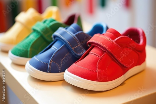 close up view of velcro straps for kids shoes photo