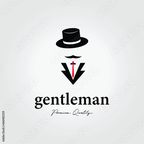 gentleman vintage logo mustache with hat vector illustration design