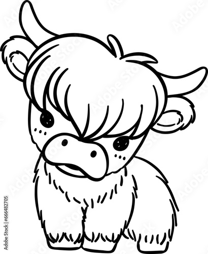 baby cow highland outline