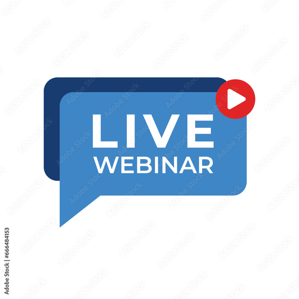 Live webinar logo, icon, button, emblem for concept design. Live Webinar label. Vector illustration Isolated on white background Live webinar logo, icon, button, emblem for concept design. Live Webinar label. Vector illustration Isolated on white background