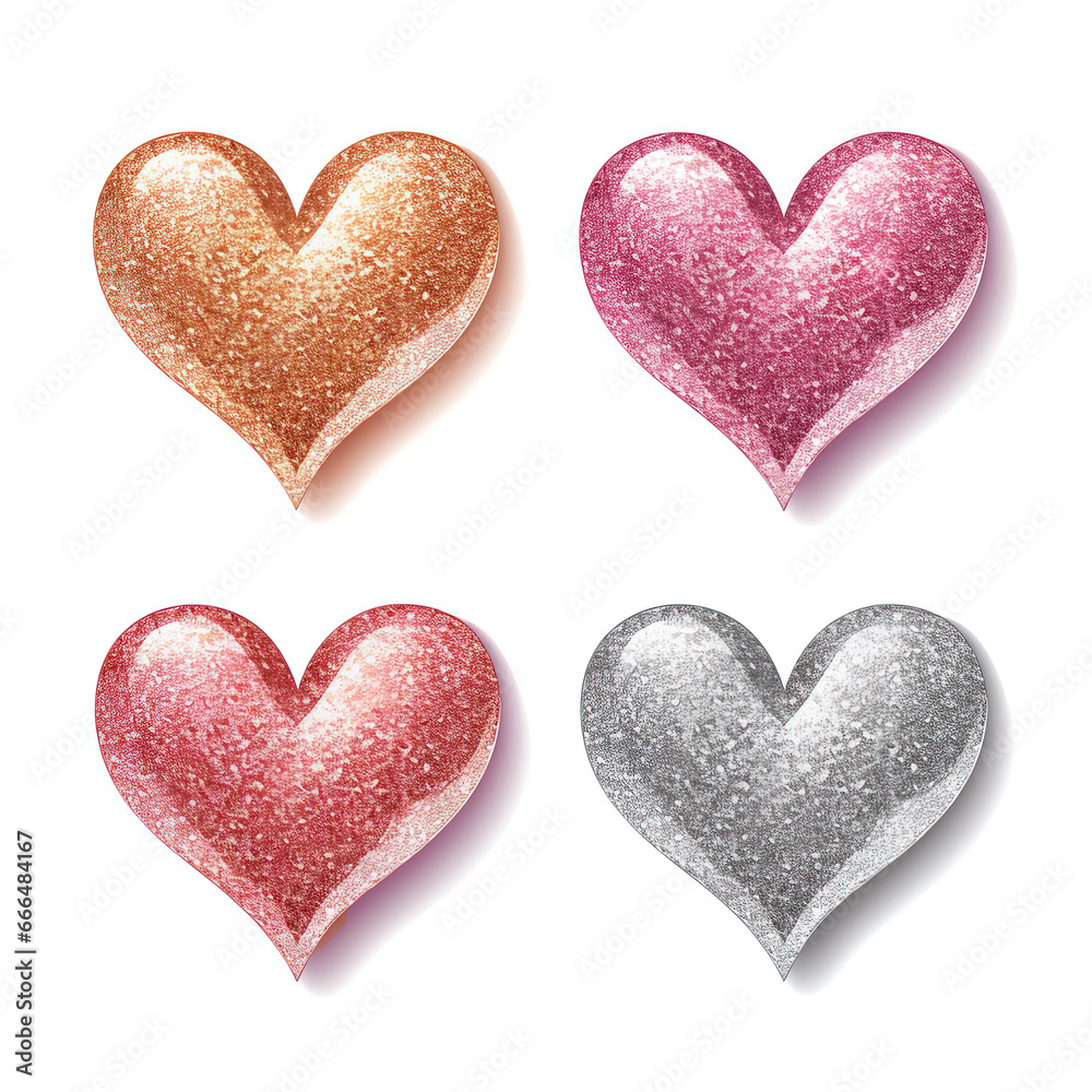 Set of color heart shape sticker isolated