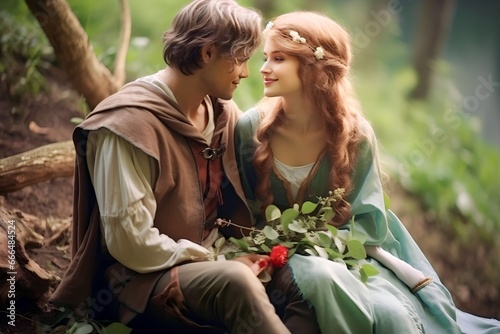 A pair of young elves fall in love in the forest