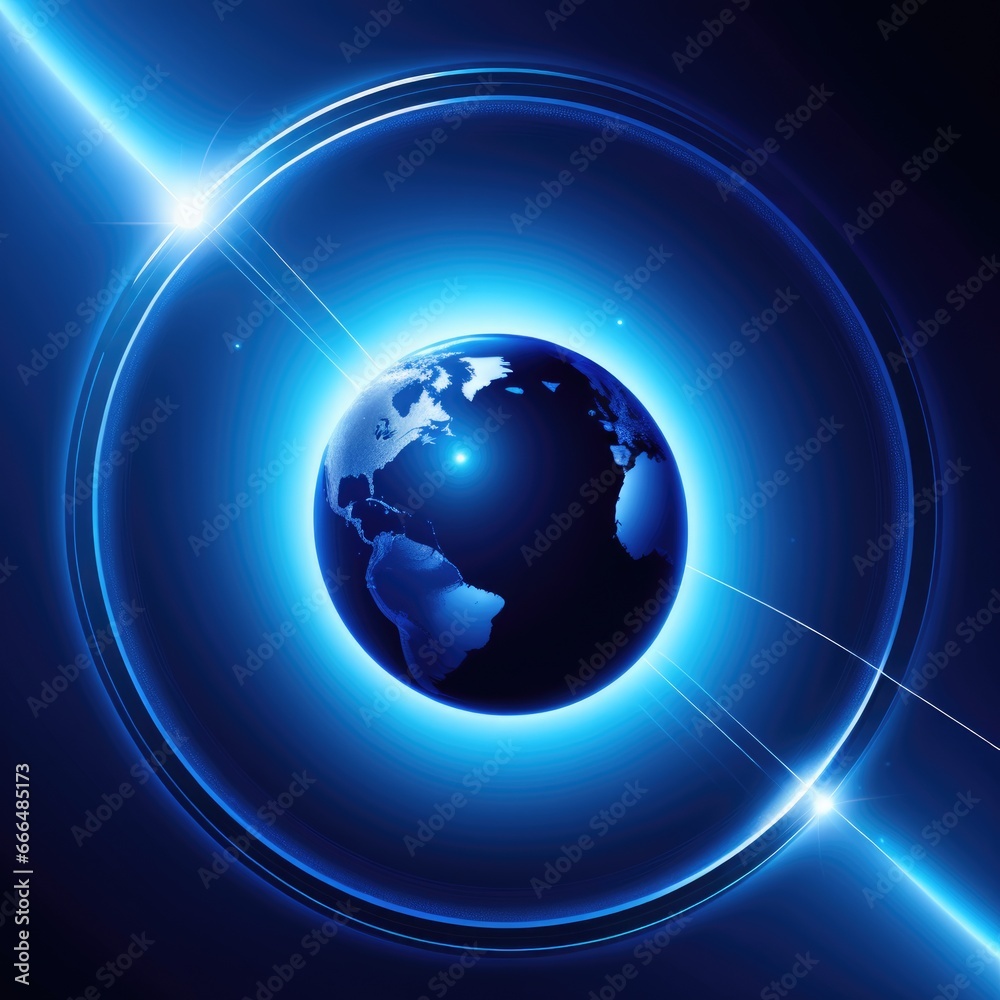 Planet Earth. Abstract technological rings in the orbit Planet Earth. Abstract technological rings in the orbit