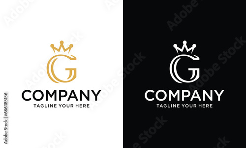 Letter G Crown Logo. Crown Logo on Letter G Vector Template for Beauty, Fashion, Elegant, Luxury Sign