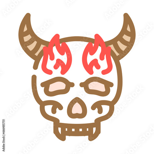 skull tattoo art vintage color icon vector. skull tattoo art vintage sign. isolated symbol illustration
