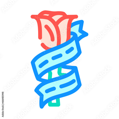 rose art tattoo vintage color icon vector. rose art tattoo vintage sign. isolated symbol illustration