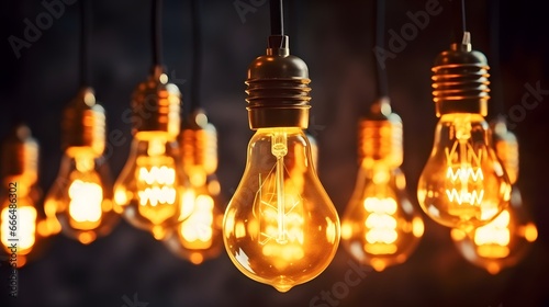 Beautiful retro luxury light bulb decor glowing for abstract background. Holiday background.