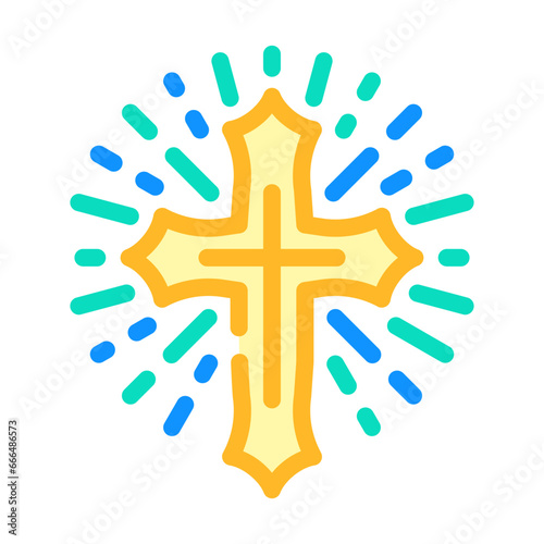 cross tattoo art vintage color icon vector. cross tattoo art vintage sign. isolated symbol illustration