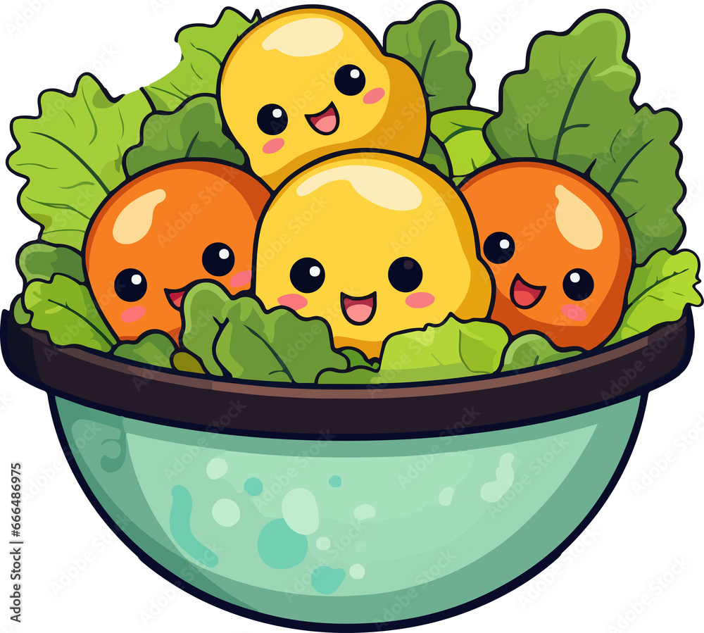 Cute Salad in cartoon style