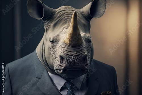 The big rhino in a suit getting ready to be king