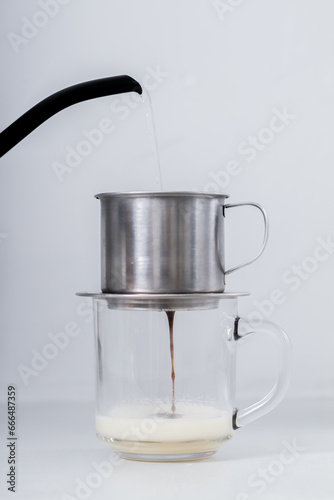 Vietnam Coffee Drip with white background isolated