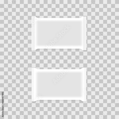 Plastic packaging for chocolate wafers, 3D vector illustration.