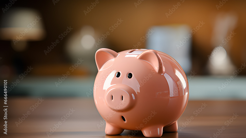 A piggy bank with a frightened face. Concept of savings and economy. Space for text. A piggy bank with a frightened face. Concept of savings and economy. Space for text.