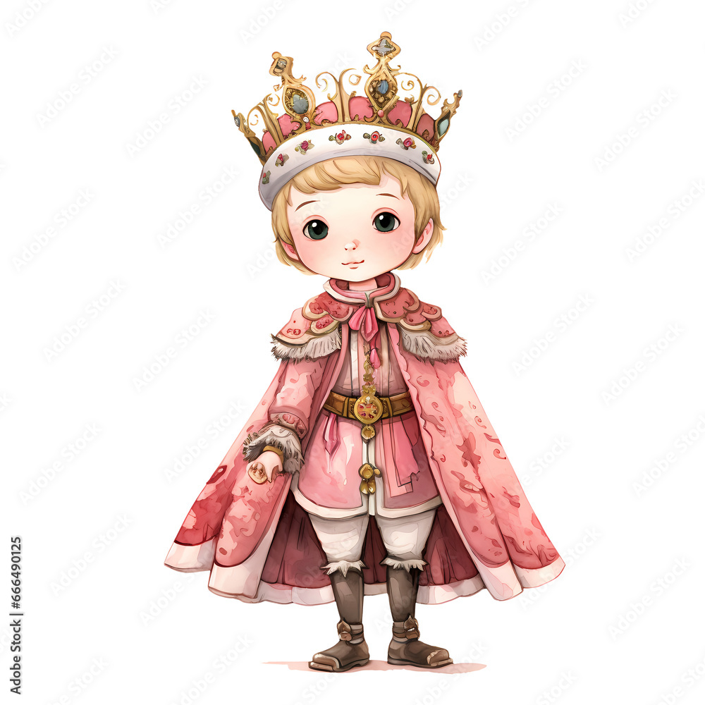 Cute Watercolor Prince Valentine Day Clipart Illustration