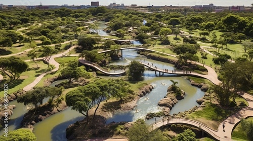 Aerial view of the Parque das Na? section ?ues Ind?genas. Campo Grande, Mato Grosso do Sul, Brazil. photo