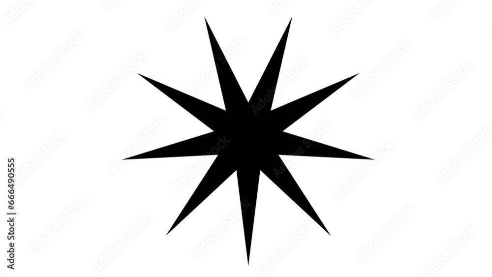 Animated black symbol of star rotates. Icon spins. Vector illustration isolated on white background. Animated black symbol of star rotates. Icon spins. Vector illustration isolated on white background.