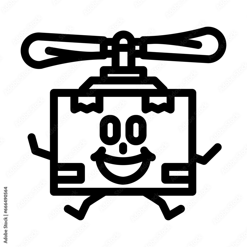 drone cardboard box character line icon vector. drone cardboard box character sign. isolated contour symbol black illustration drone cardboard box character line icon vector. drone cardboard box character sign. isolated contour symbol black illustration