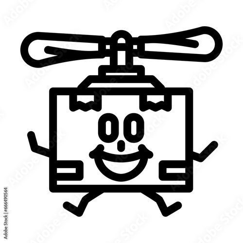 drone cardboard box character line icon vector. drone cardboard box character sign. isolated contour symbol black illustration