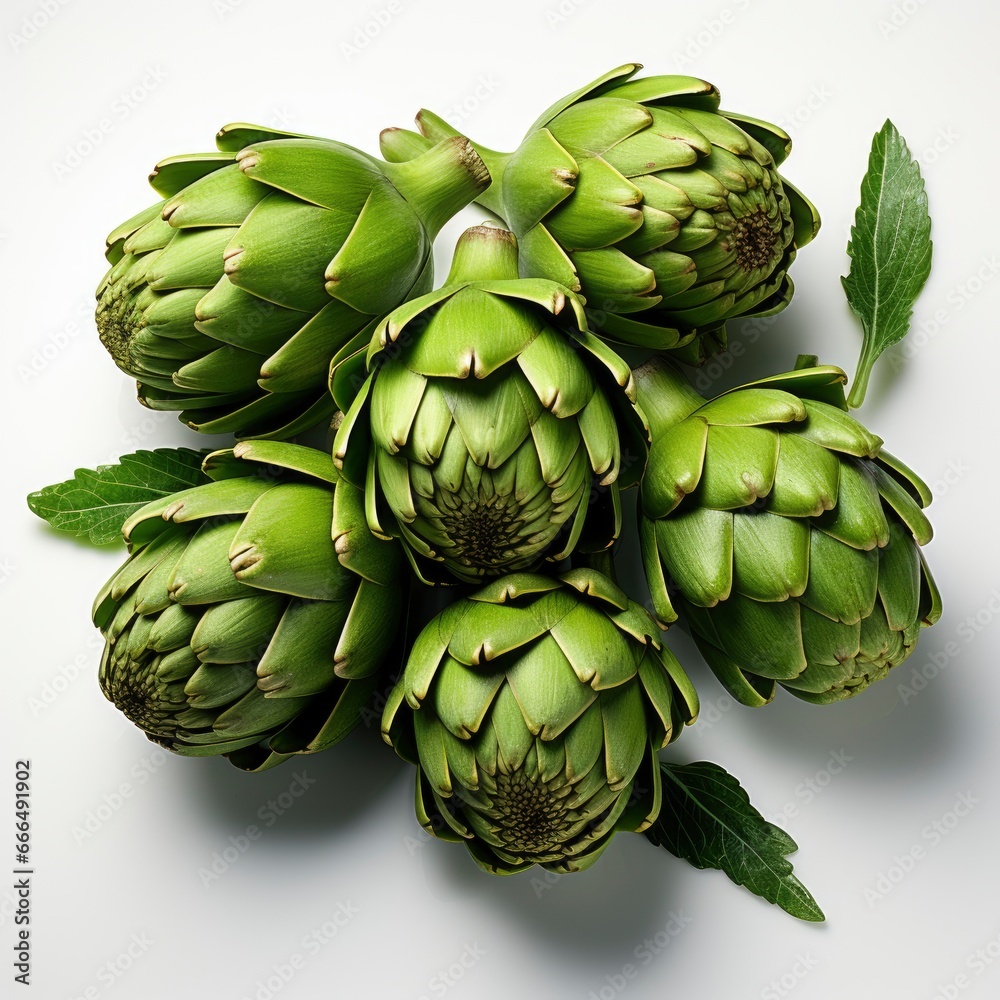 Obraz premium High Angle View Artichokes , Hd , On White Background