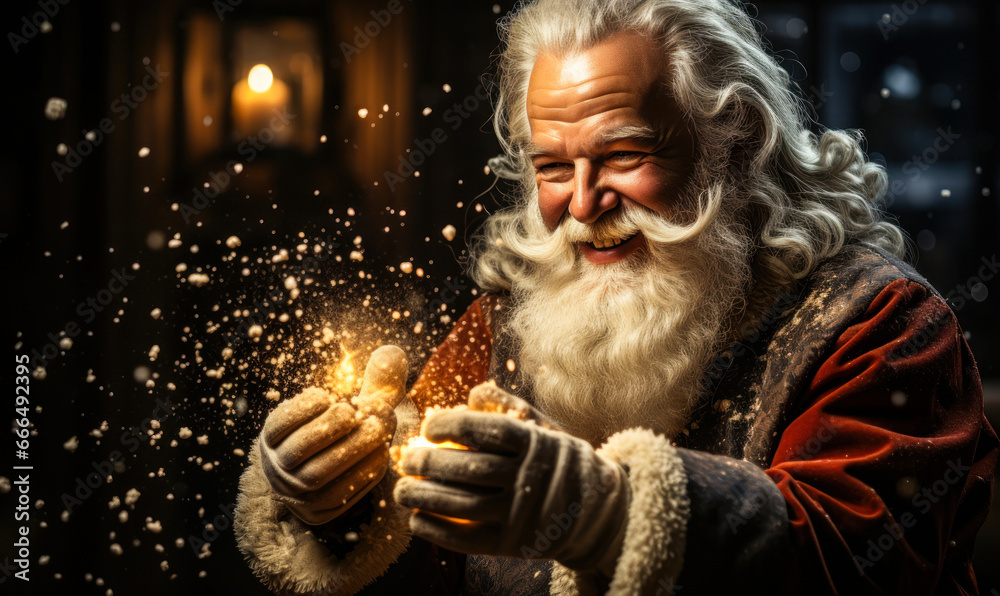 Christmas Magic: Santa Claus Blowing Snow