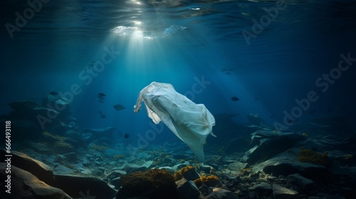 plastic bag environment pollution with iceberg of trash. 