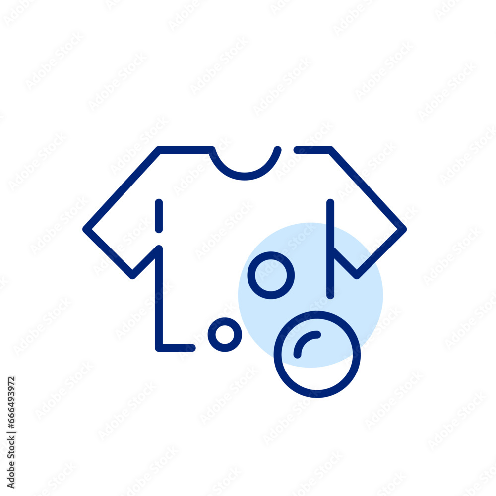T shirt and bubbles. Washing clothes with liquid detergent. Pixel perfect, editable stroke icon T shirt and bubbles. Washing clothes with liquid detergent. Pixel perfect, editable stroke icon