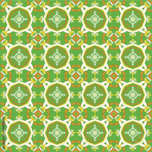seamless pattern Ethnic seamless pattern Red geometric local fabric patterns and tile patterns rug wall green background