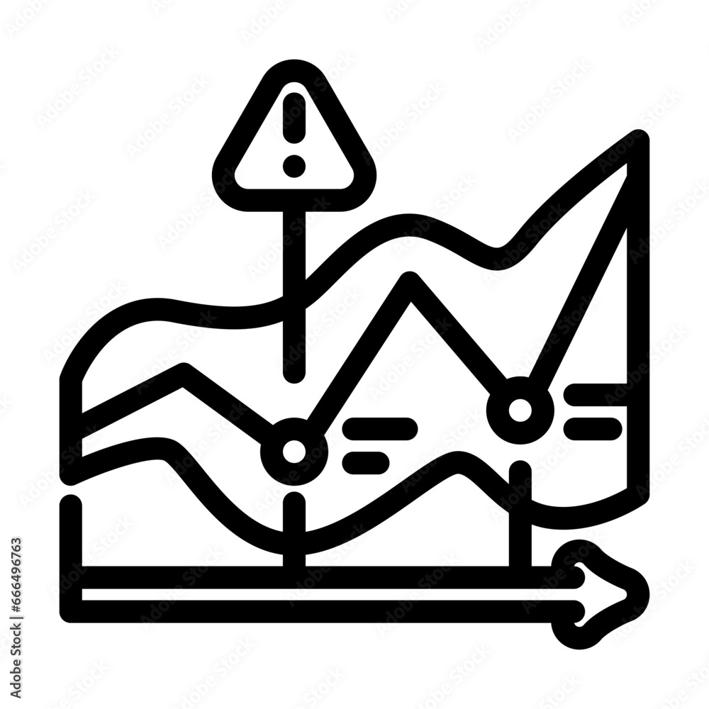 trends risk line icon vector. trends risk sign. isolated contour symbol black illustration trends risk line icon vector. trends risk sign. isolated contour symbol black illustration