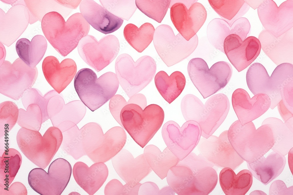 everything and pink hearts watercolor patterns close to each other on a light background,Valentine's Day
