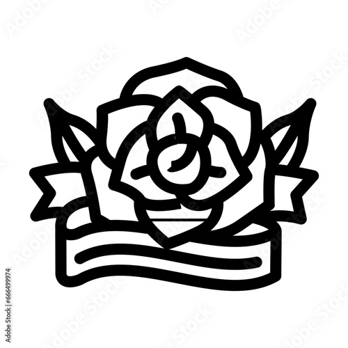 rose tattoo art vintage line icon vector. rose tattoo art vintage sign. isolated contour symbol black illustration