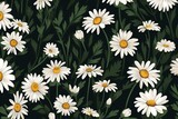 Pattern of white daisies. Generative AI