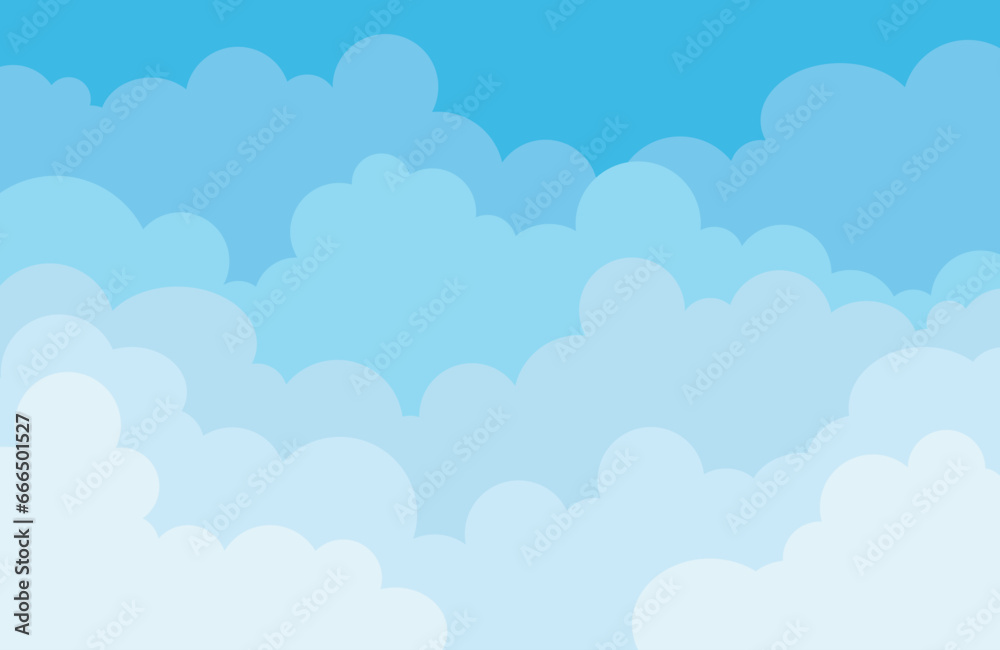 Sky and Clouds Background. Isolated Object. Stylish design with a flat, cartoon poster, flyers, postcards, web banners. holiday mood, airy atmosphere.  Vector illustration.