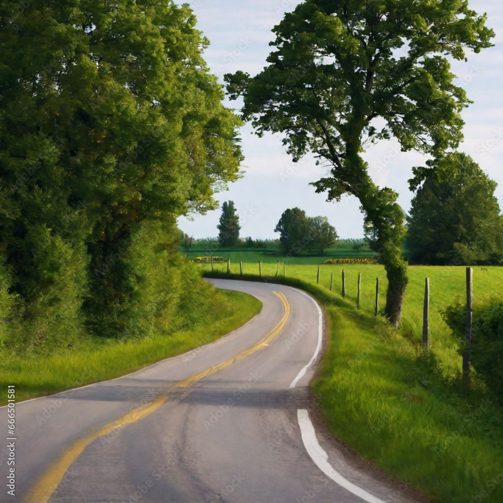road in the countryside, Generative AI road in the countryside, Generative AI