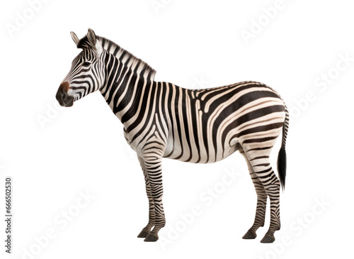 African zebra isolated on transparent white background