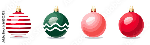 Boules de Noël colorées, rouge, vert, rose