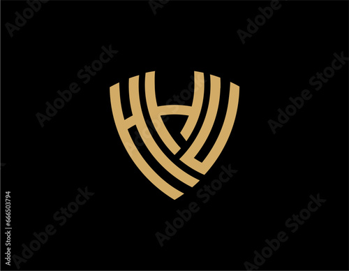 HHU creative letter shield logo design vector icon illustration photo