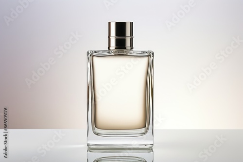 Mockup empty blank perfume bottle glass white. Generative AI.