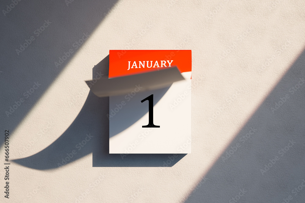 Year calendar with fast flipping pages. Showing passing time, aging, busy life.