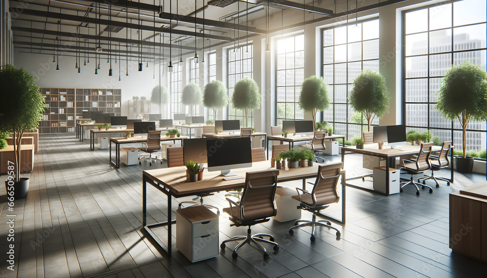 A Scandinavian-inspired office setting without individuals, accentuating light wooden furniture, pristine white walls, minimalist decor, and a few strategically placed potted plants A Scandinavian-inspired office setting without individuals, accentuating light wooden furniture, pristine white walls, minimalist decor, and a few strategically placed potted plants