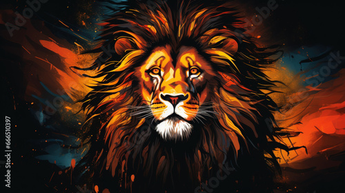 Lion poster style art illustration.