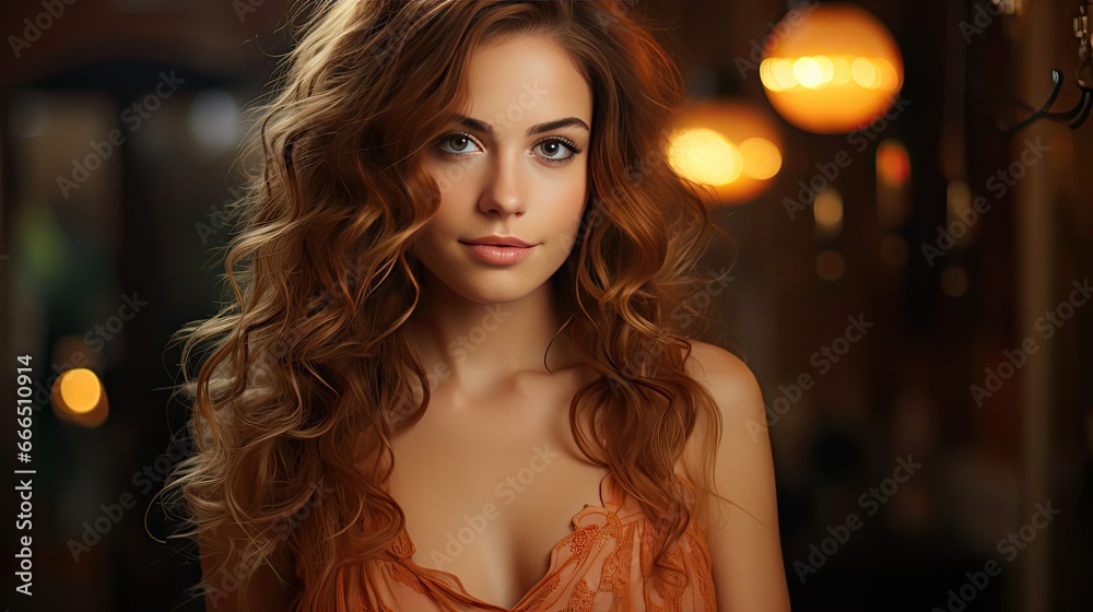 Beautiful smiling woman with clean skin, natural make-up, and white teeth on background. Woman portrait illustration. Generative AI Beautiful smiling woman with clean skin, natural make-up, and white teeth on background. Woman portrait illustration. Generative AI