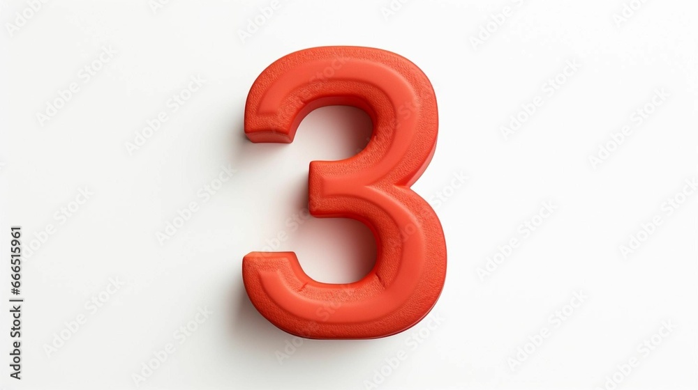 AI generated illustration of number 3 placed on a white background AI generated illustration of number 3 placed on a white background