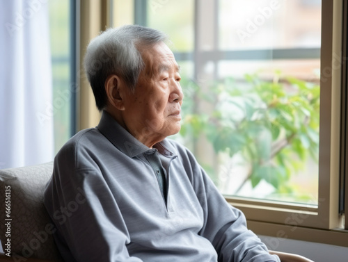 The old man sat in the nursing home looking out the window