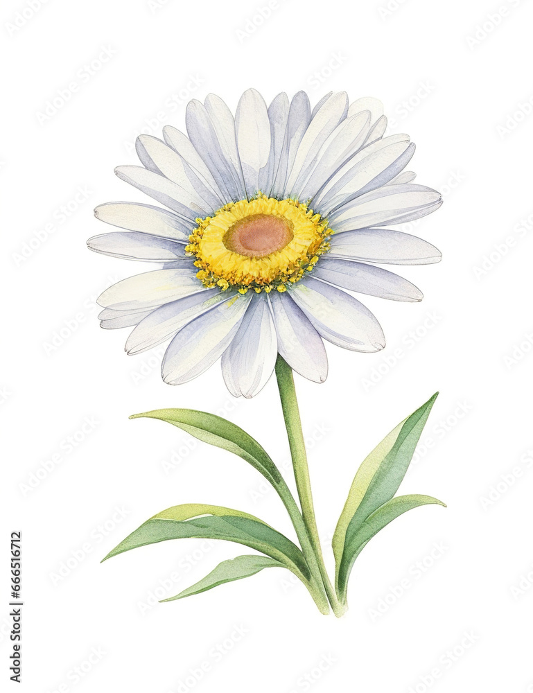 Watercolour daisy flower illustration with nostalgic tones - Generative AI Watercolour daisy flower illustration with nostalgic tones - Generative AI