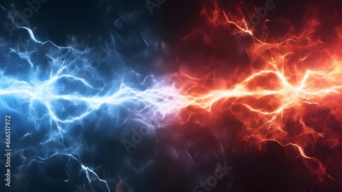 Fire and ice fractal lightning, plasma power background