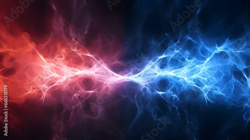 Fire and ice fractal lightning, plasma power background © Lucky Ai