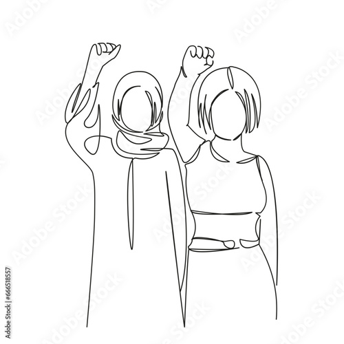 Muslim woman and European woman rally