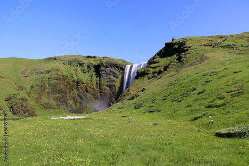 Beautiful scenery at Skogafoss waterfall-Iceland
