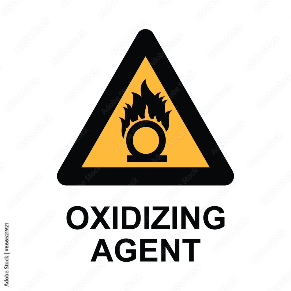 Oxygen hazard sign on a white background. Vector illustration. danger sign. Warning symbol for items that are easily oxidized Oxygen hazard sign on a white background. Vector illustration. danger sign. Warning symbol for items that are easily oxidized